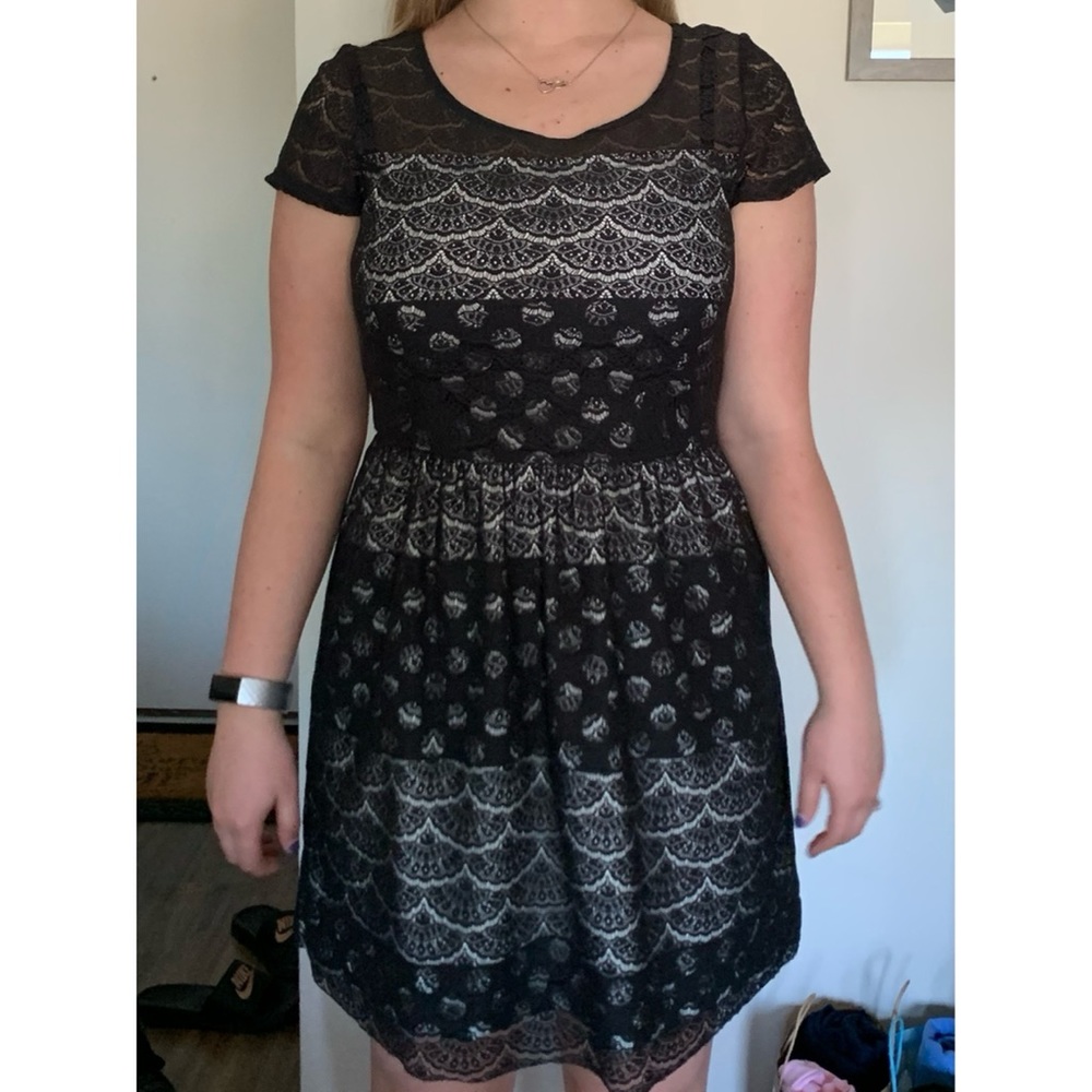 Maison Jules Mini Black Lace Summer Dress Wedding Guest